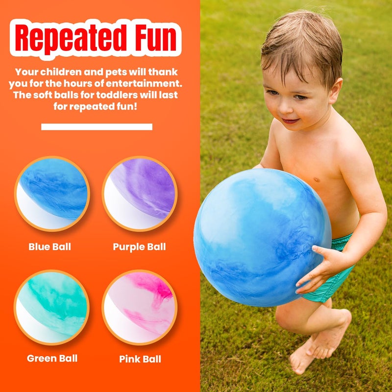 New Bounce Inflatable Bouncing Ball for Kids - Set of 4 Marbleized Bouncy Balls Plus Pump & 2 pins  Inflatable Sensory Balls  for Children and Pets - 8.5"" Game Ball - Image 2